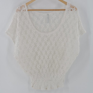 Blouse White Lace Short Sleeves Blouse XS Women's extra small New Romantics‎